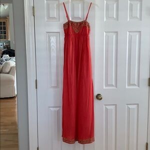 THEME Coral Embroidered Casual Maxi Dress/Cover‎ Up